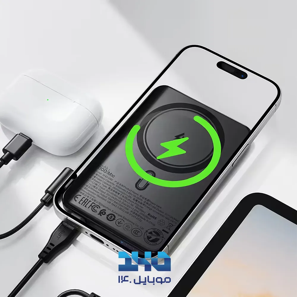 پاوربانک 20W ایس فست مدل M30 ظرفیت 5000 میلیآمپرساعت