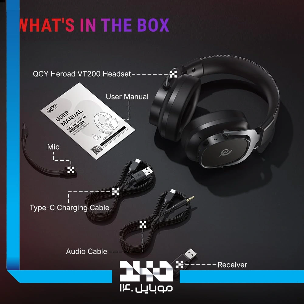 هدست گیمینگ بی‌سیم کیو‌سی‌وای مدل Heroad VT200 Pro