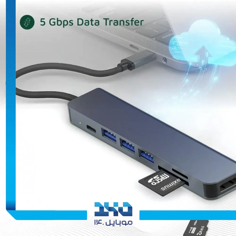 هاب 7 پورت USB-C گرین لاین مدل GN7N1CHUBGY