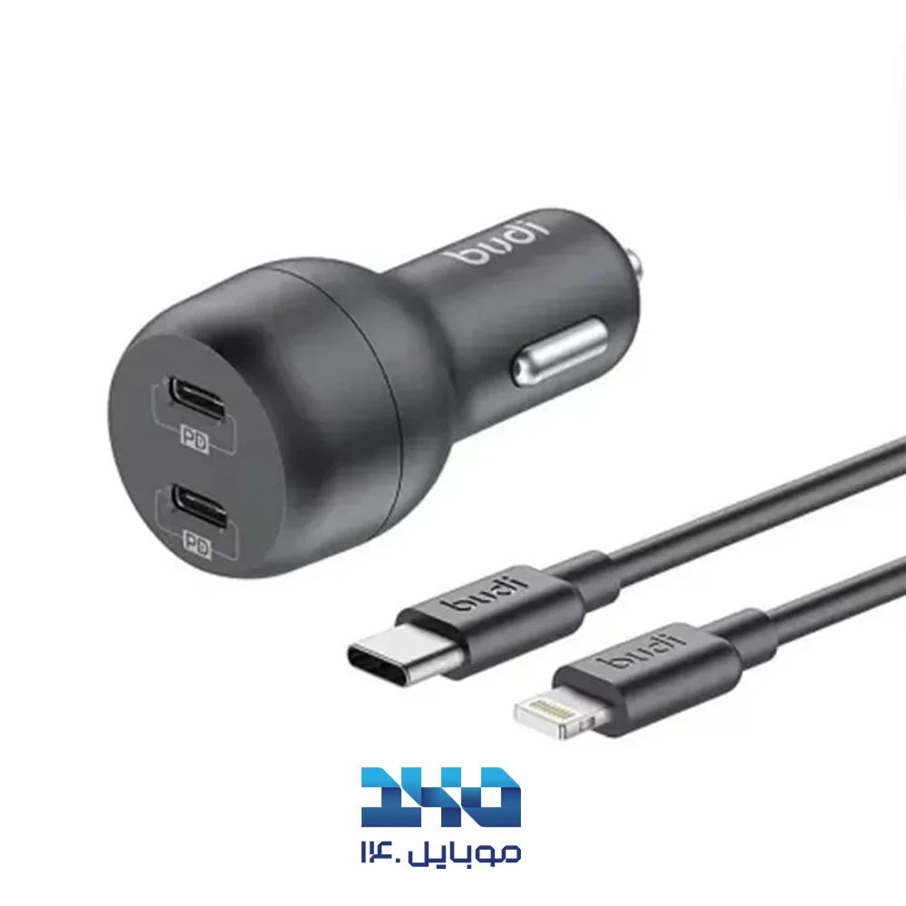 شارژر فندکی 40 وات بودی مدل CC108RTLB با کابل USB-C به لایتنینگ