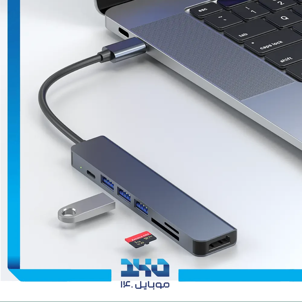 هاب 7 پورت USB-C گرین لاین مدل GN7N1CHUBGY